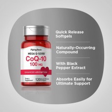 Коэнзим Piping Rock CoQ10 100 mg 120 Quick Release Softgels  Piping Rock