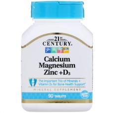 Кальций магний цинк с витамином D3 21st Century Cal Mag Zinc + D3 90 Tablets  21st Century