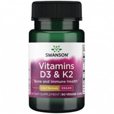Вітамін D3 & K2 Swanson Vitamins D3 & K2, 60 Veggie Caps Swanson Вітамін D3 & K2 Swanson Vitamins D3 & K2, 60 Veggie Caps Swanson