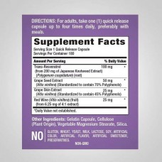 Ресвератрол Piping Rock Resveratrol Defense 100 mg 180 Quick Release Capsules  Piping Rock