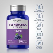 Ресвератрол Piping Rock Resveratrol Defense 100 mg 180 Quick Release Capsules  Piping Rock