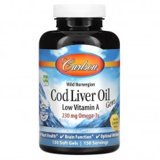 Рыбий жир из печени трески и витамин А Carlson Wild Norwegian, Cod Liver Oil Gems, Low Vitamin A, Natural Carlsson
