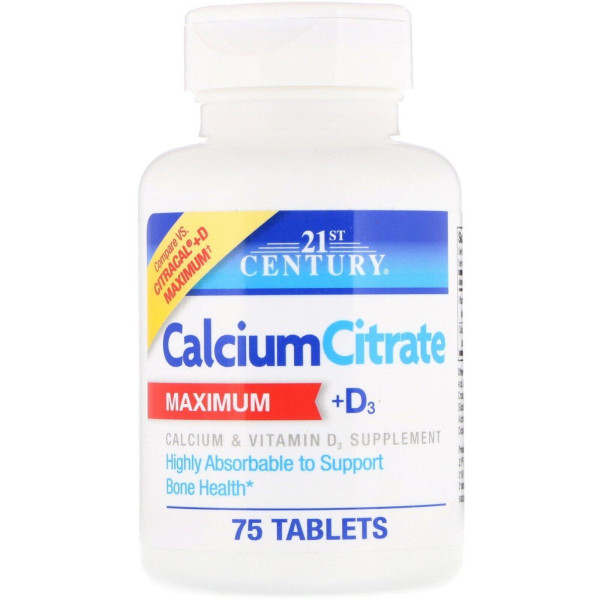 Кальцій цитрат максимум + вітамін D3 (Calcium Citrate Maximum+D3) , 21st Century - США