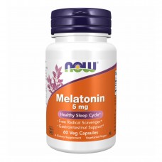 Мелатонін, Melatonin 5 mg - 60 vcaps Now Foods