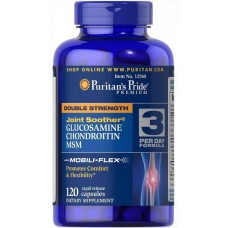 Glucosamine Chondroitin MSM Double Strength Joint Soother 120 Capsules Puritan's Pride