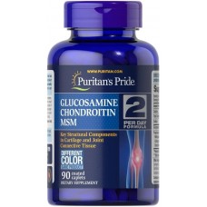 Glucosamine, Chondroitin & MSM-2 Per Day Formula 90 Caplets Puritan's Pride