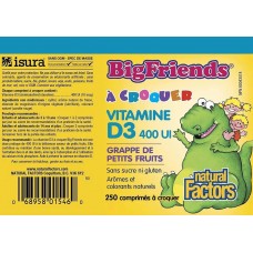 Big Friends, Chewable Vitamin D3, Berry Bunch, 400 IU, 250 Chewable Tablets Natural Factors