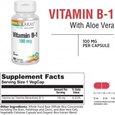 Вітамін В-1 Solaray Vitamin B-1 100 mg 100 Veg Caps Solaray