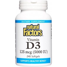Витамин D3 Natural Factors Vitamin D3 125 mcg 5000 IU 240 Softgels  Natural Factors