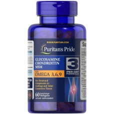 Glucosamine, Chondroitin & MSM with Omega 3, 6, 9 60 Softgels Puritan's Pride