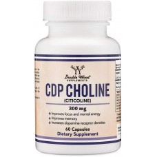 Холин Double Wood CDP Choline 300 mg (Citicoline), 60 capsules