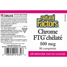 Хром Chromium GTF Chelate 500 mcg 90 Tablets Natural Factors