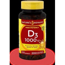 High Potency Vitamin D3, 1000 IU, 200 Quick Release Softgels Nature's Reward
