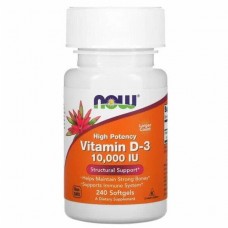 Вітамін D-3 NOW Vitamin D-3 10000 IU 240 softgels NOW