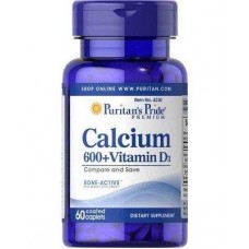 Calcium Carbonate 600 mg + Vitamine D 60 Coated Tablets Puritan's Pride