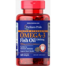 Омега-3 риб'ячий жир Omega-3 Fish Oil Triple Strength 1360 mg 60 Softgels Puritan's Pride