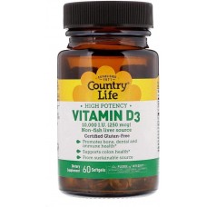 Вітамін Д3 High Potency Vitamin D3 10000 IU 60 Softgels Country Life