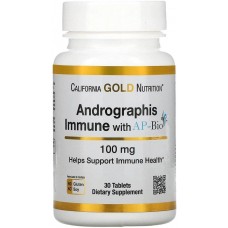 Aндрографіс для імунітету California Gold Nutrition Andrographis Immune with AP-BIO, 100 mg, 30 Tablets California Gold Nutrition