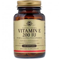 Natural Vitamin E, 200 IU, Pure d-Alpha Tocopherol, 100 Softgels Solgar