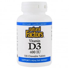 Вітамін D3 Natural Factors Vitamin D3, 400 IU 100 Chewable Tablets (Strawberry) Natural Factors