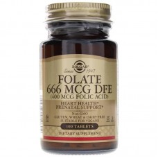 Folate 666 mcg DFE (Folic Acid 400 mcg) 100 tabs Solgar