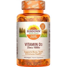 Vitamin D3, 25 mcg (1,000 IU), 400 Softgels Sundown Naturals