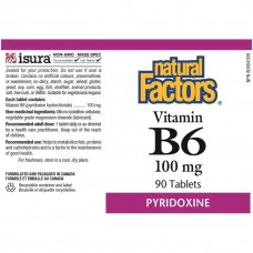 Витамин Vitamin B6, Pyridoxine HCl, 100 mg, 90 Tablets Natural Factors
