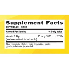 Вітамін D3 Country Life Vitamin D3 1000 IU 200 Softgels Country Life