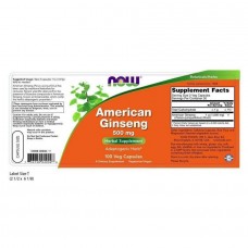 Женьшень Now Foods (Panax Ginseng) 500 мг 100 вегетарианских капсул