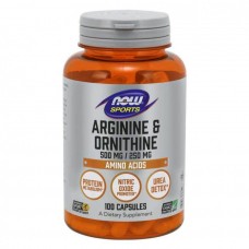 Аргінін і Орнітин Now Foods (Arginine & Ornithine Sports) 100 вегетаріанських капсул