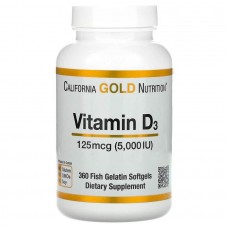 Вітамін Д3 California Gold Nutrition (Vitamin D3) 5000 МО 360 желатинових капсул