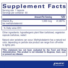 Витамин В12 метилкобаламин Pure Encapsulations (Methylcobalamin Vitamin B12) 1000 мкг 60 капсул
