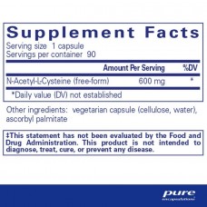 Ацетилцистеїн Pure Encapsulations (NAC N-Acetyl-l-Cysteine) 600 мг 90 капсул