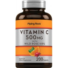 Vitamin C 500 mg with Wild Rose Hips, 200 Caplets Piping Rock