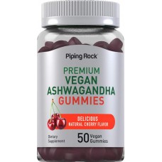 Ashwagandha Gummies 50 Vegan Gummies (Delicious Natural Cherry) Piping Rock