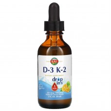 Витамины Д-3 и K-2, натуральный цитрусовый вкус, D-3 and K-2, KAL, 2 ж. унц. (59 мл)