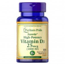 Вітамін Д-3, Vitamin D3 25mcg 1000IU - 100softgels Puritans Pride