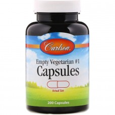Пустые вегетарианские капсулы №1, Empty Vegetarian 1 Capsules, Carlson Labs, 200 капсул