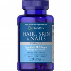 Hair, Skin and Nails Formula Type 1 and 3 Collagen - 120 caps Puritans Pride