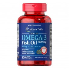 Омега-3, Omega-3 Fish Oil 1000 mg (300 mg Active Omega-3) - 100 Softgels Puritans Pride