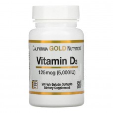 Вітамін D3, Vitamin D3 125mcg(5000IU) - 90soft California Gold Nutrition