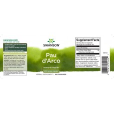 Кора муравьиного дерева Swanson Pau D'Arco 500 mg 100 caps  Swanson
