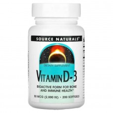 Wellness, Vitamin D-3, 50 mcg (2,000 IU), 200 Softgels Source Naturals
