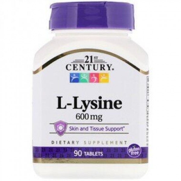 Лізин, L- лізин, L-Lysine, 21st Century, 600 мг, 90 таблеток
