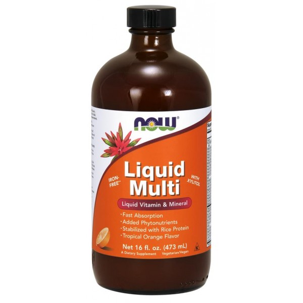 Мультивітаміни, Liquid Multi, Now Foods, апельсин, 473 мл
