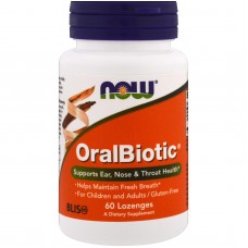 Пробіотики (репетував), OralBiotic, Now Foods, 60 таблеток для розсмоктування