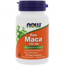 Мака, Raw Maca, Now Foods, 750 мг, 30 капсул