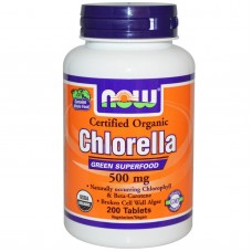 Хлорела (Chlorella), Now Foods, органік, 500 мг, 200 таблеток