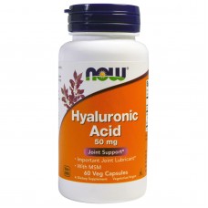 Гиалуроновая кислота и МСМ, Hyaluronic Acid, Now Foods, 50 мг, 60 капсул