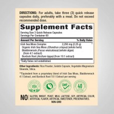 Irish Sea Moss Complex with Bladderwrack & Burdock Root, 2250 mg (per serving), 180 Caps  Piping Rock